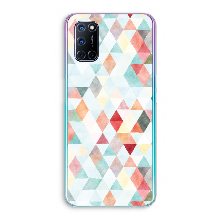 Gekleurde driehoekjes pastel: Oppo A72 Transparant Hoesje