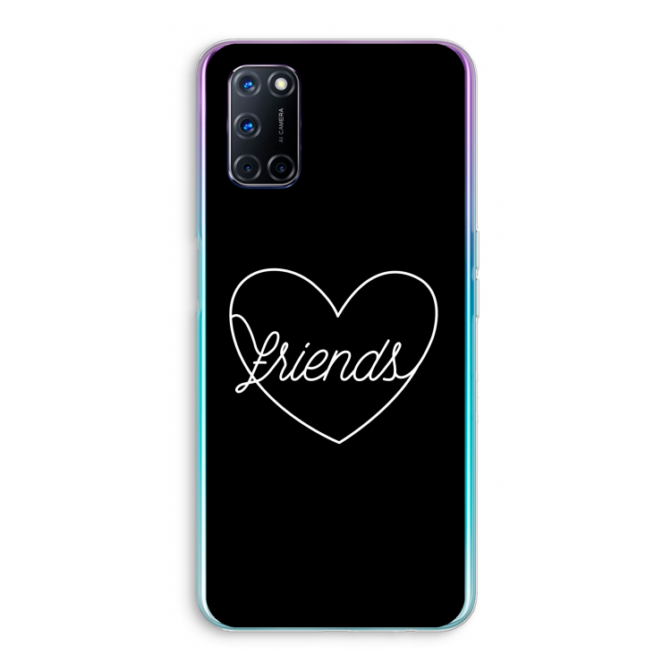 Friends heart black: Oppo A72 Transparant Hoesje