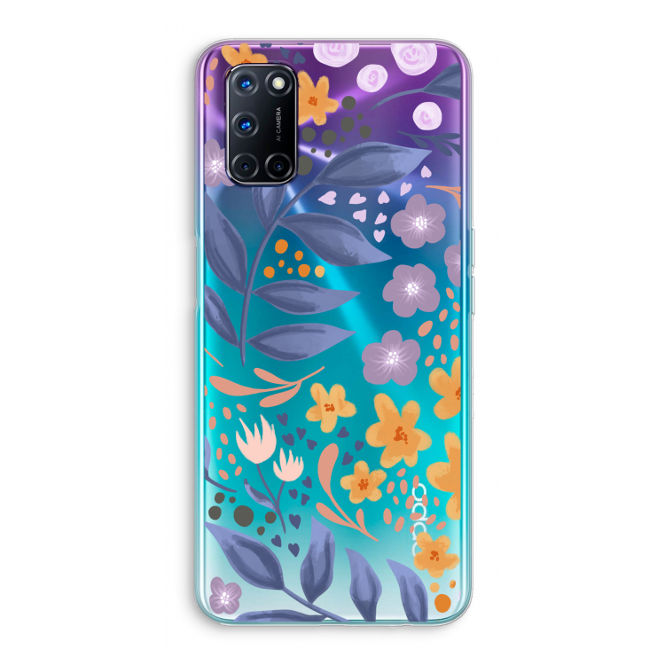 Flowers with blue leaves: Oppo A72 Transparant Hoesje