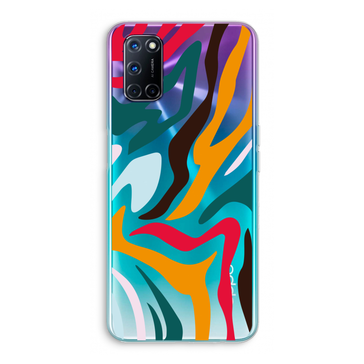 Colored Zebra: Oppo A72 Transparant Hoesje