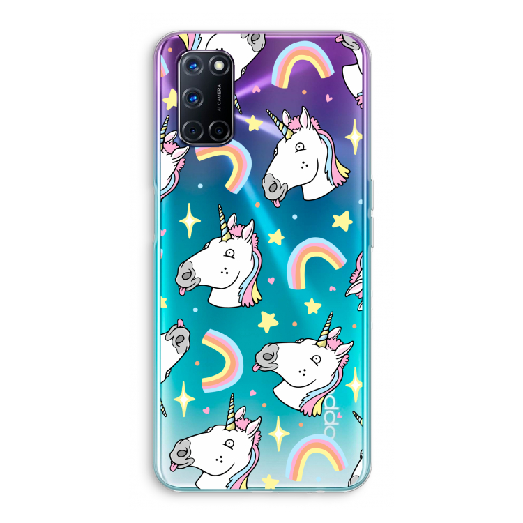 Rainbow Unicorn: Oppo A72 Transparant Hoesje