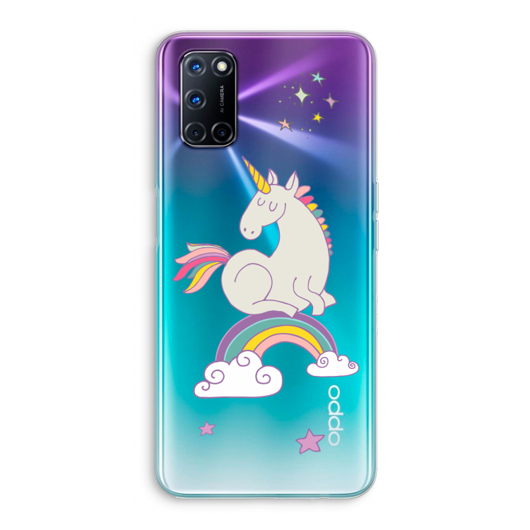 Regenboog eenhoorn: Oppo A72 Transparant Hoesje