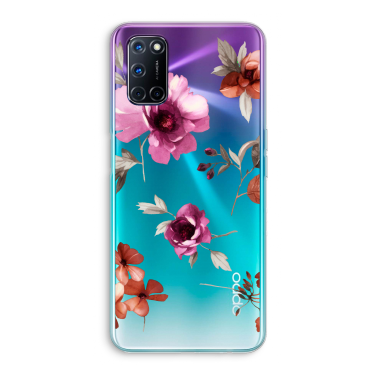 Geschilderde bloemen: Oppo A72 Transparant Hoesje