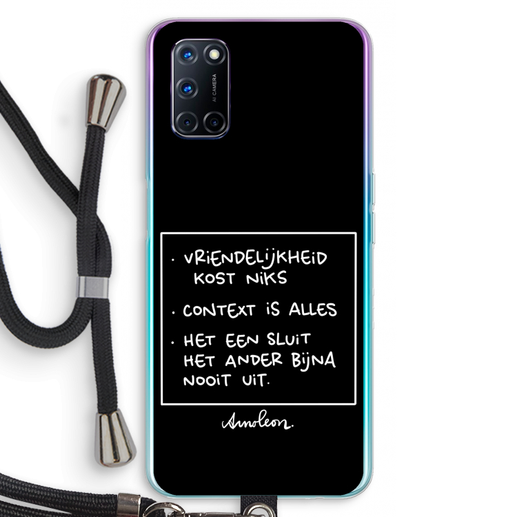 Mijn Motto's: Oppo A72 Transparant Hoesje met koord
