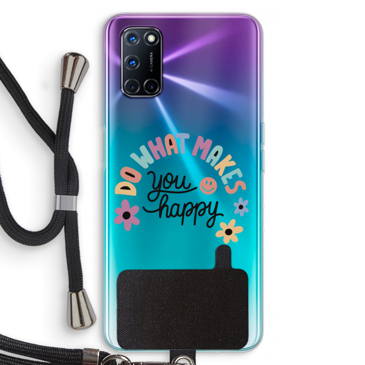 Happy days: Oppo A72 Transparant Hoesje met koord