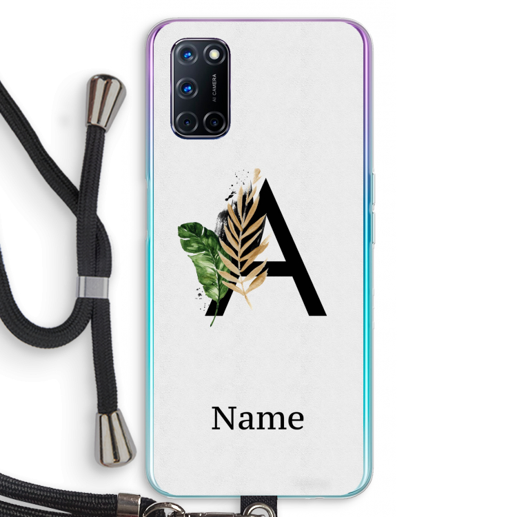 Charcoal Flora: Oppo A72 Transparant Hoesje met koord