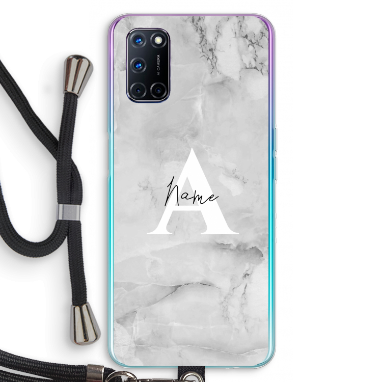 Ivory Marble: Oppo A72 Transparant Hoesje met koord