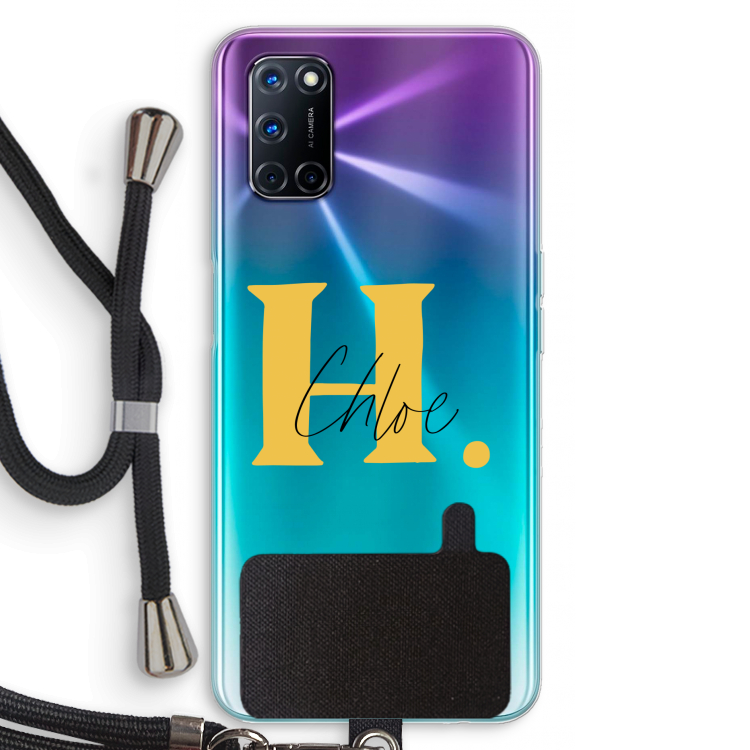 Amber Script: Oppo A72 Transparant Hoesje met koord