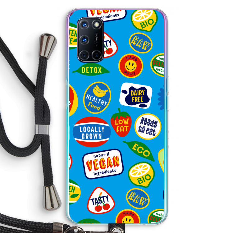 Fruitsticker: Oppo A72 Transparant Hoesje met koord