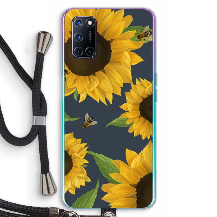 Sunflower and bees: Oppo A72 Transparant Hoesje met koord