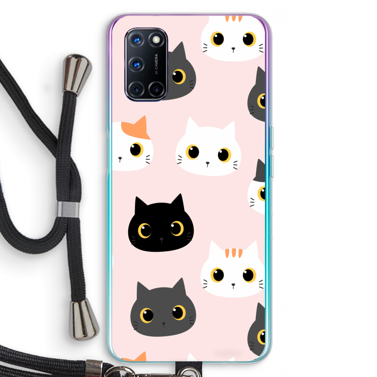 Katten: Oppo A72 Transparant Hoesje met koord