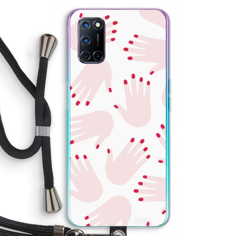 Hands pink: Oppo A72 Transparant Hoesje met koord