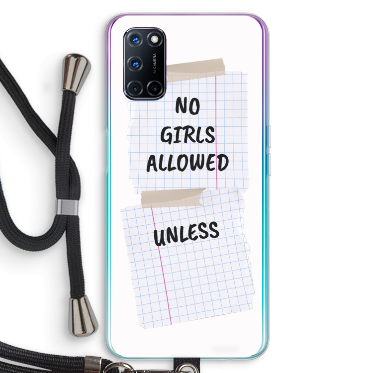 No Girls Allowed Unless: Oppo A72 Transparant Hoesje met koord
