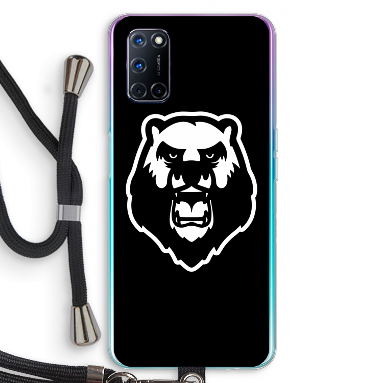 Angry Bear (black): Oppo A72 Transparant Hoesje met koord