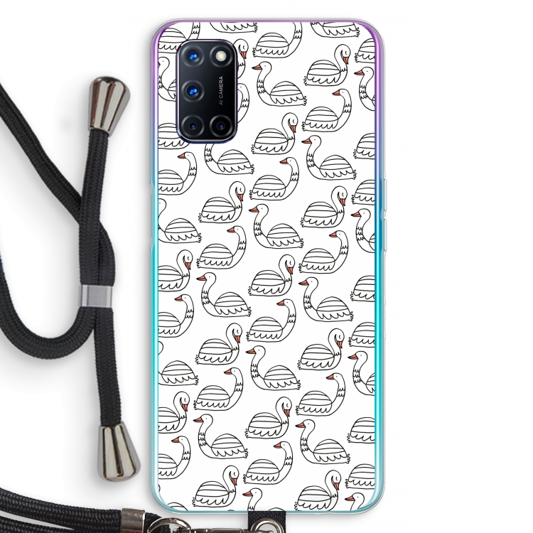 Zwanen: Oppo A72 Transparant Hoesje met koord