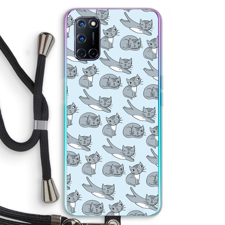 Poezen: Oppo A72 Transparant Hoesje met koord