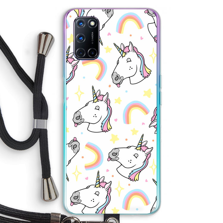 Rainbow Unicorn: Oppo A72 Transparant Hoesje met koord