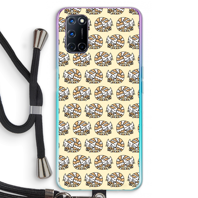 Slapende poes: Oppo A72 Transparant Hoesje met koord