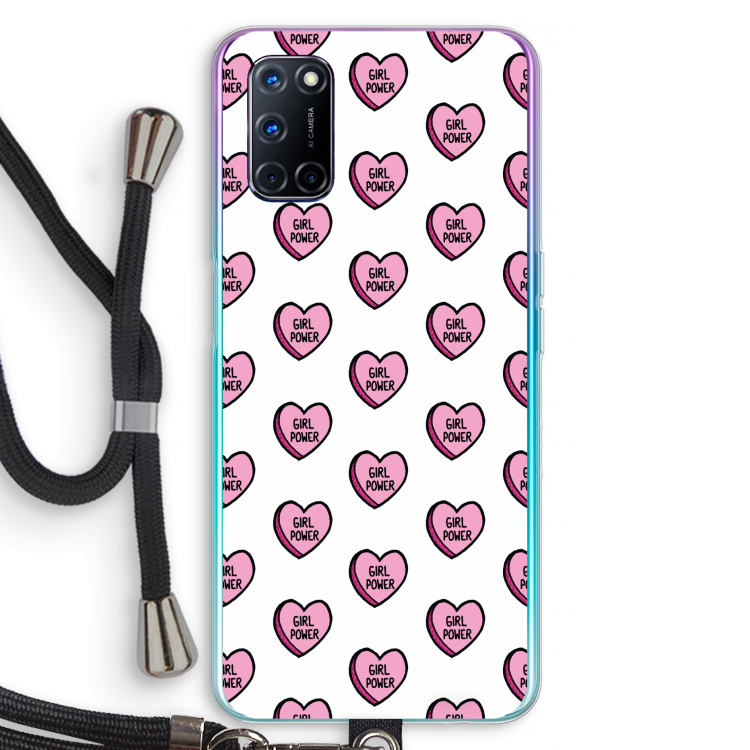 GIRL POWER: Oppo A72 Transparant Hoesje met koord