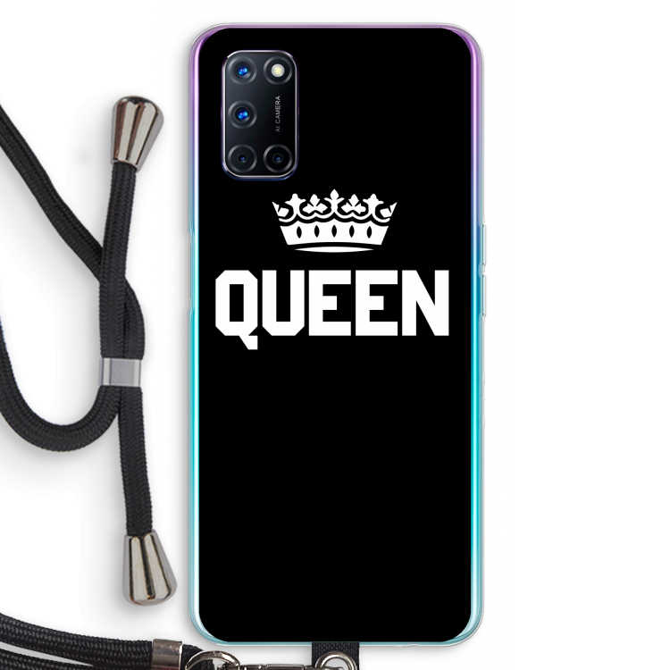 Queen zwart: Oppo A72 Transparant Hoesje met koord