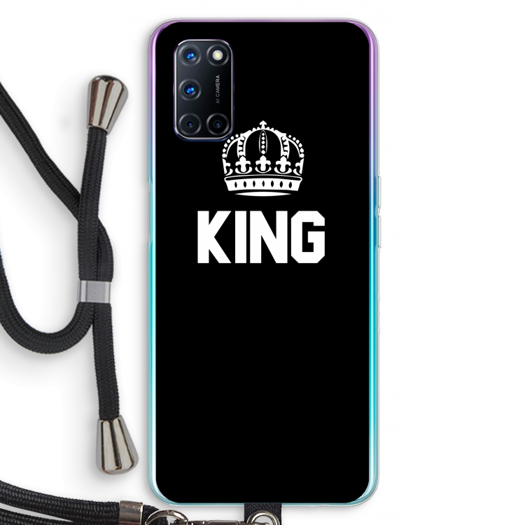 King zwart: Oppo A72 Transparant Hoesje met koord