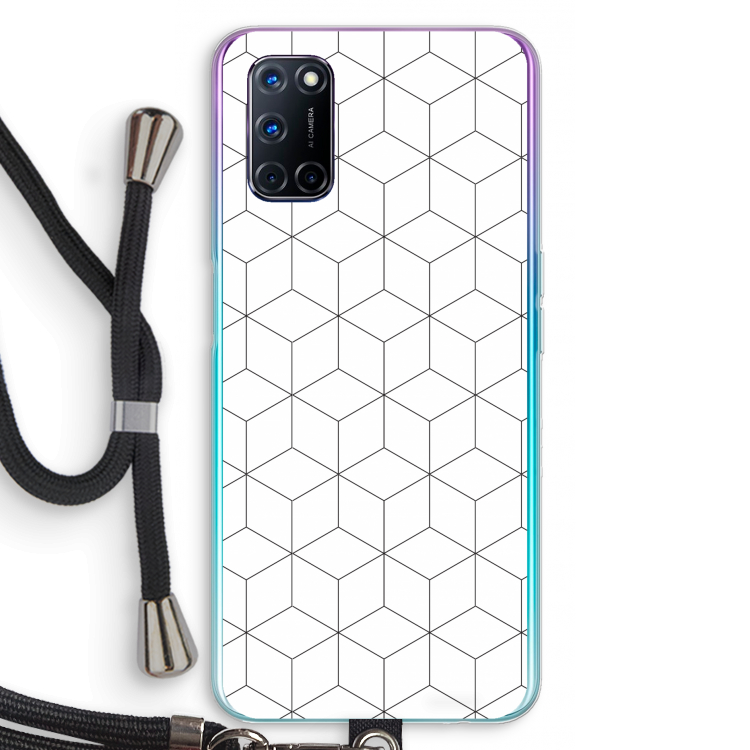 Zwart-witte kubussen: Oppo A72 Transparant Hoesje met koord
