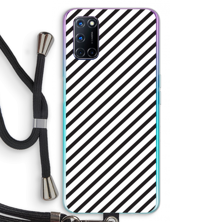 Strepen zwart-wit: Oppo A72 Transparant Hoesje met koord