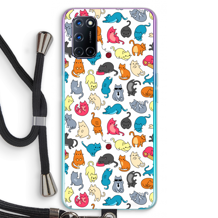 Kleurrijke katten: Oppo A72 Transparant Hoesje met koord