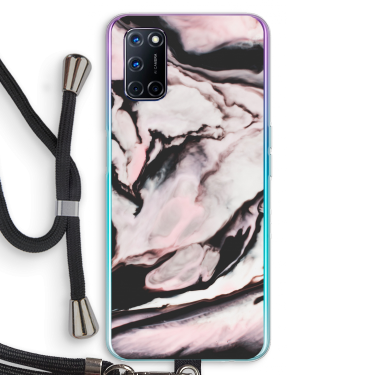 Roze stroom: Oppo A72 Transparant Hoesje met koord