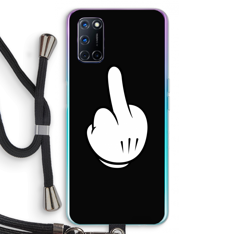Middle finger black: Oppo A72 Transparant Hoesje met koord