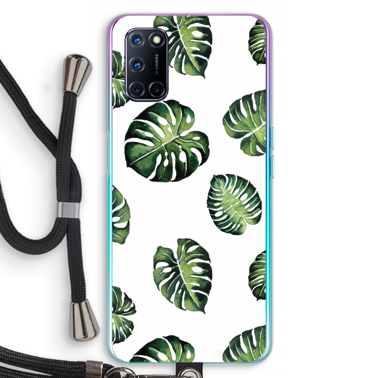 Tropische bladeren: Oppo A72 Transparant Hoesje met koord