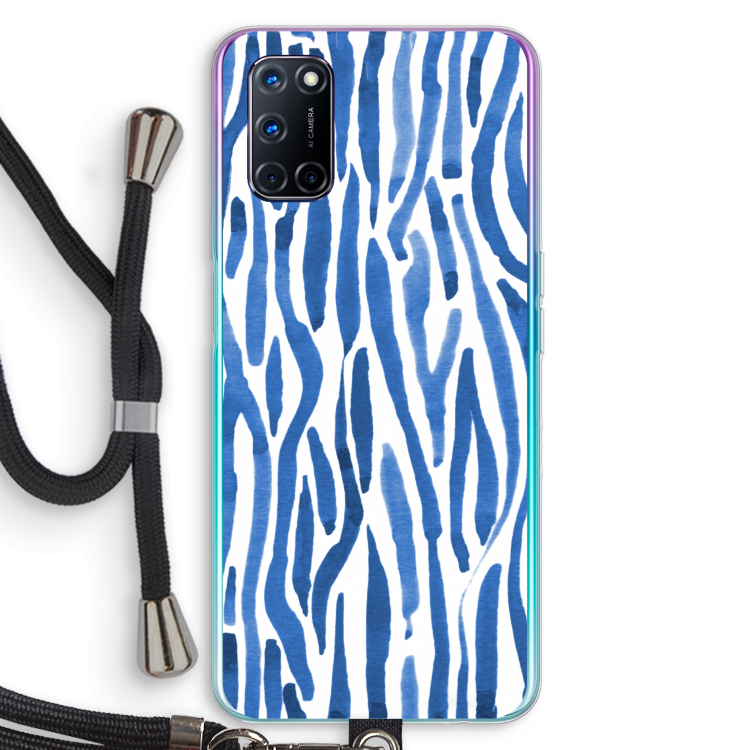 Blauwe nerven: Oppo A72 Transparant Hoesje met koord