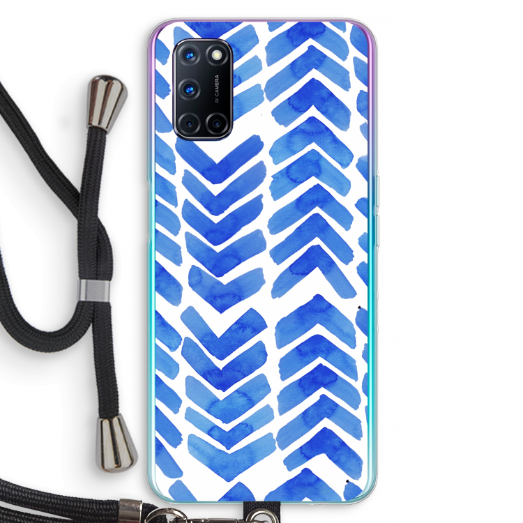 Blauwe pijlen: Oppo A72 Transparant Hoesje met koord