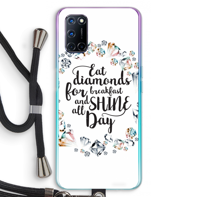 Diamonds: Oppo A72 Transparant Hoesje met koord