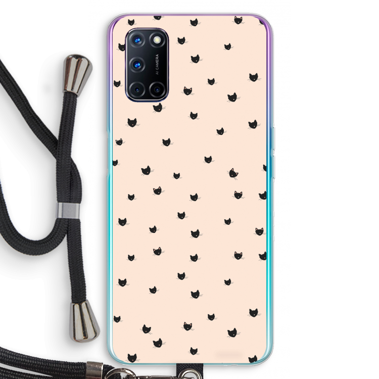 Kleine kattenkopjes: Oppo A72 Transparant Hoesje met koord