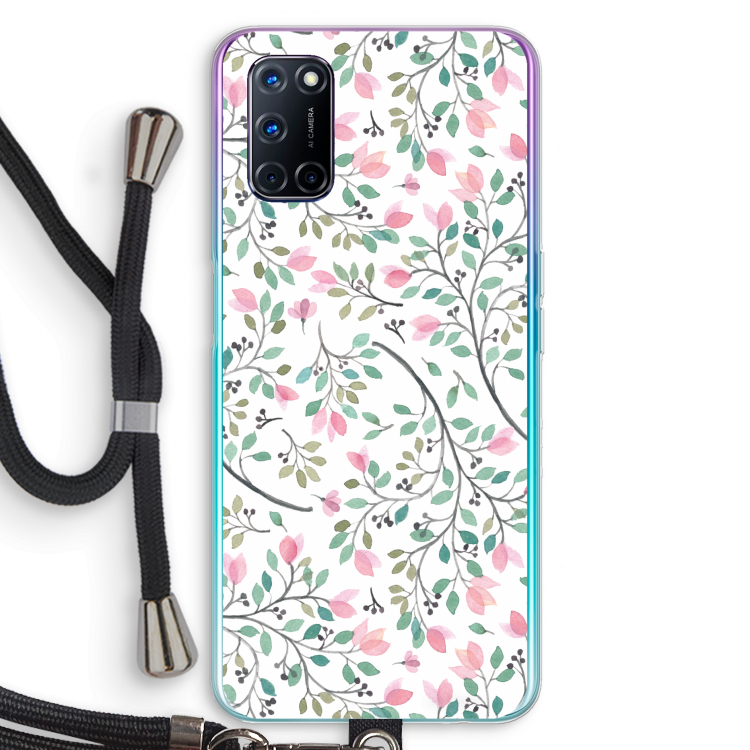 Sierlijke bloemen: Oppo A72 Transparant Hoesje met koord