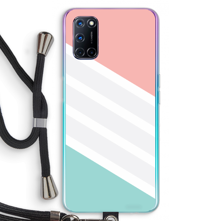 Strepen pastel: Oppo A72 Transparant Hoesje met koord