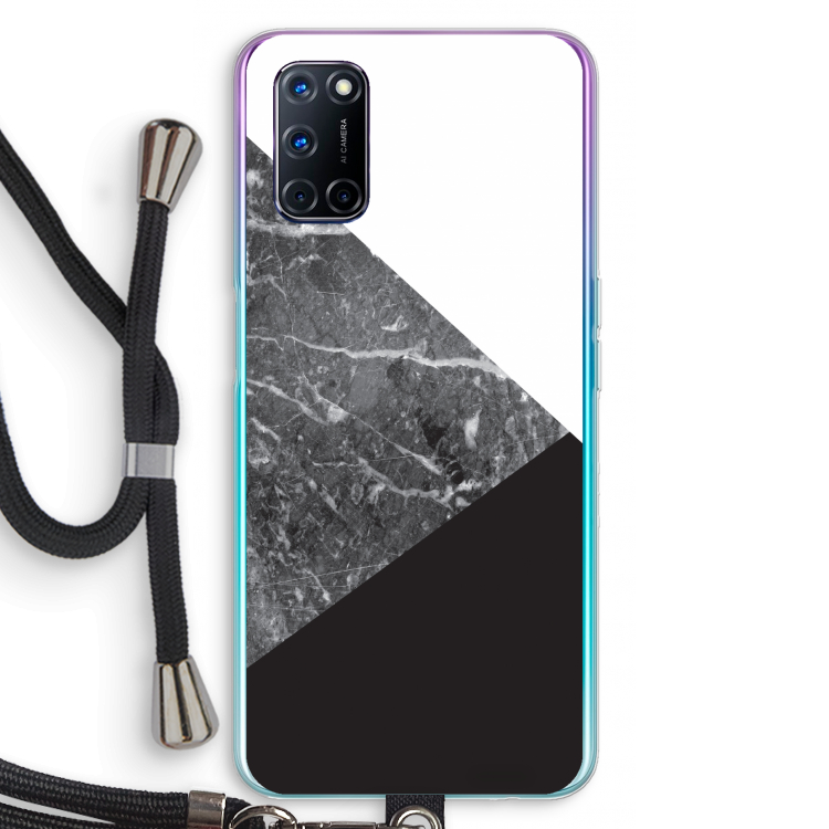 Combinatie marmer: Oppo A72 Transparant Hoesje met koord
