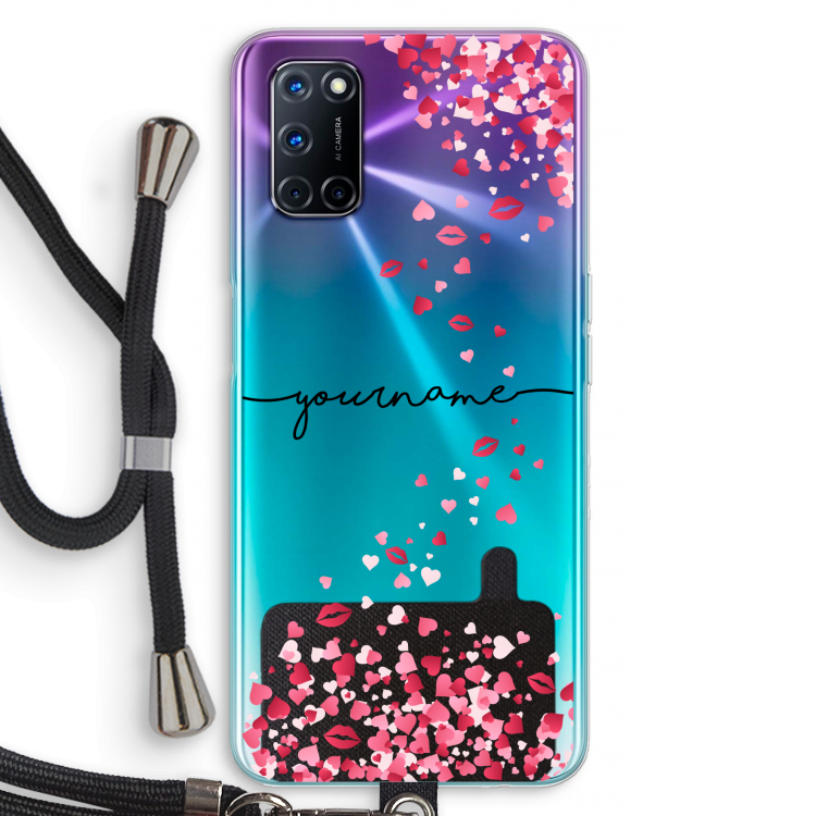 Hartjes en kusjes: Oppo A72 Transparant Hoesje met koord