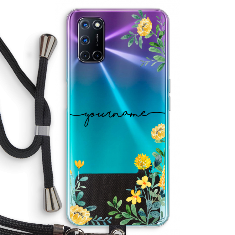 Gele bloemen: Oppo A72 Transparant Hoesje met koord