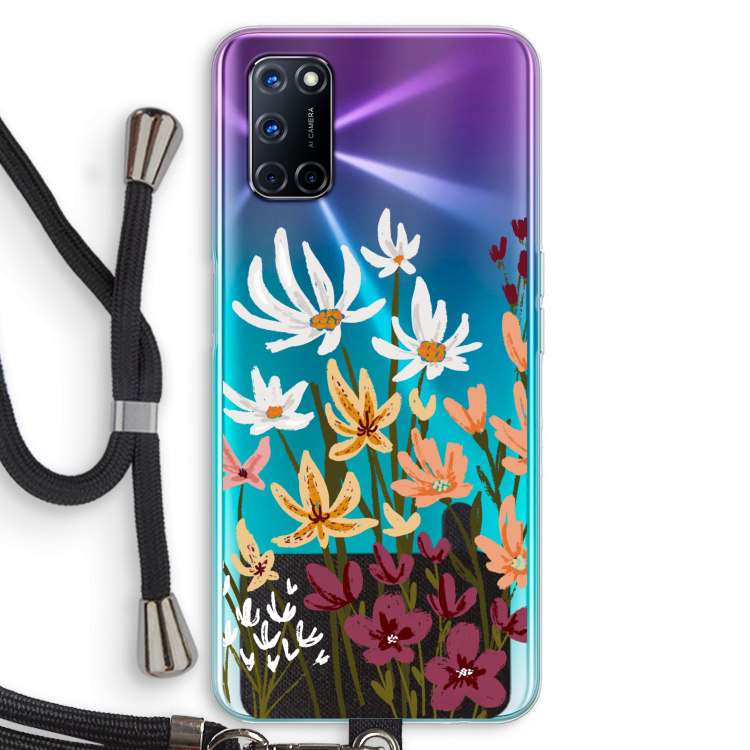 Painted wildflowers: Oppo A72 Transparant Hoesje met koord