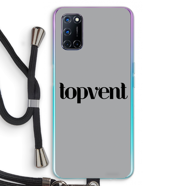Topvent Grijs Zwart: Oppo A72 Transparant Hoesje met koord