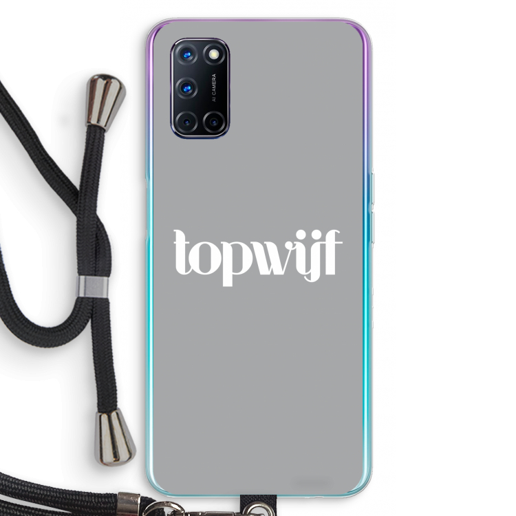 Topwijf Grijs Wit: Oppo A72 Transparant Hoesje met koord