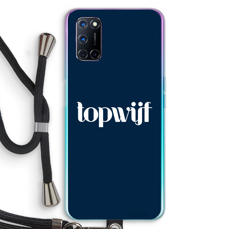 Topwijf Navy: Oppo A72 Transparant Hoesje met koord