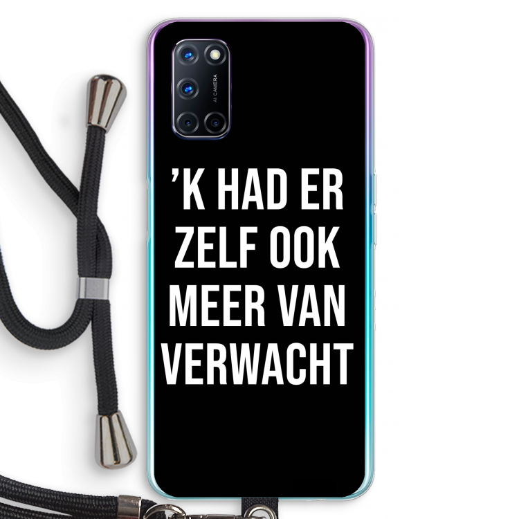 Meer verwacht - Zwart: Oppo A72 Transparant Hoesje met koord