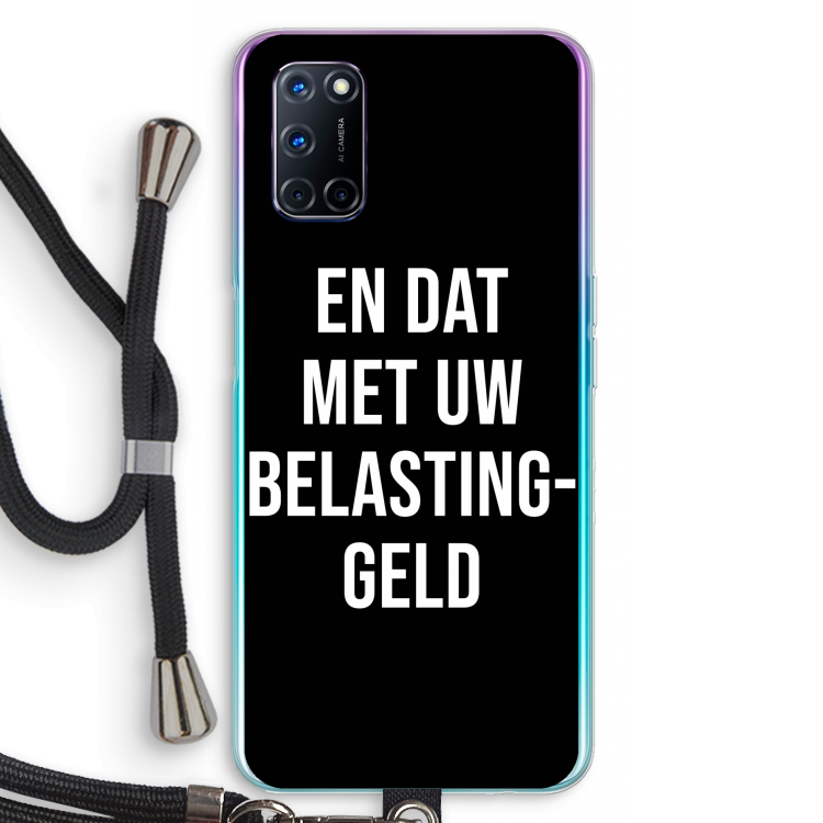 Belastinggeld - Zwart: Oppo A72 Transparant Hoesje met koord