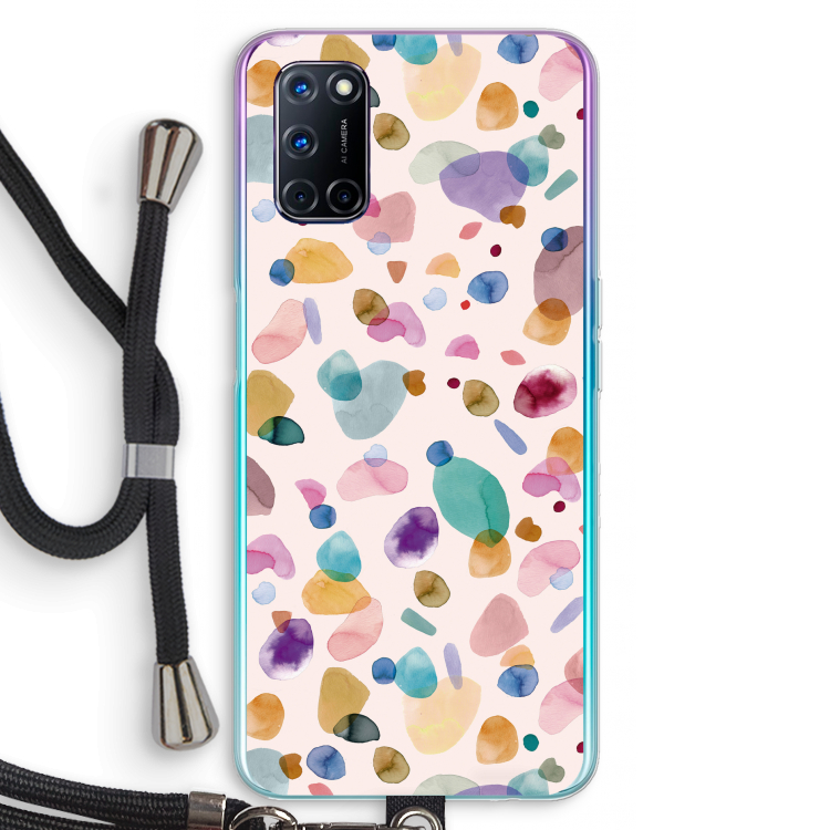 Terrazzo Memphis Pink: Oppo A72 Transparant Hoesje met koord