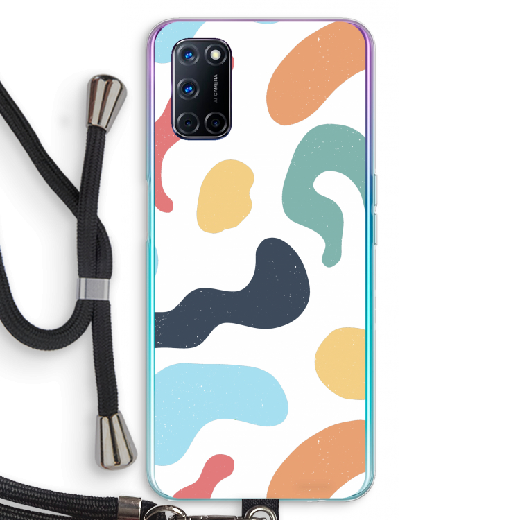 Memphis Shapes Blue: Oppo A72 Transparant Hoesje met koord