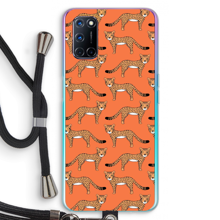 Cheetah: Oppo A72 Transparant Hoesje met koord