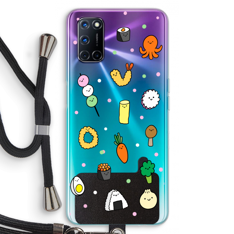 Happy bento friends: Oppo A72 Transparant Hoesje met koord